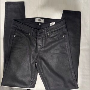 PAIGE Women's Shiny Black Skinny Jeans